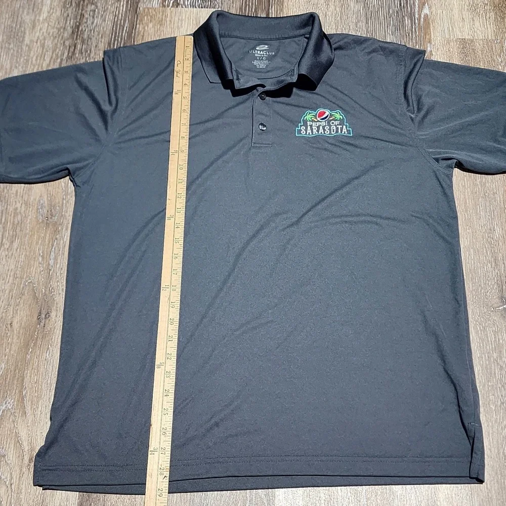 Pepsi Sarasota Florida Sport Polo Short Sleeve Gray Palm Tree Performance Mens L